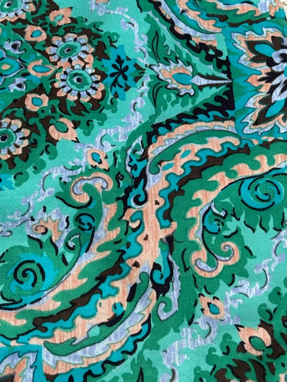 J. Crew Casbah Green Paisley Print Sateen Pencil Skirt Stretch Colorful Size 4